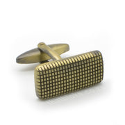 Rectangular Checker Grid Cufflinks Vintage Bronze Front