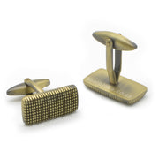 Rectangular Checker Grid Cufflinks Vintage Bronze Pair