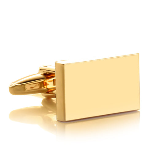Flat Rectangular Cufflinks Gold Glossy Front