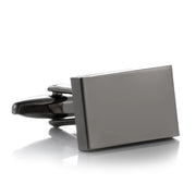 Flat Rectangular Cufflinks Gunmetal Black Glossy Front