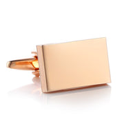 Flat Rectangular Cufflinks Rose Gold Glossy Front