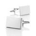 Glossy Silver Plain Flat Rectangular Cufflinks Image Pair