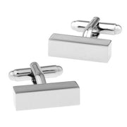 Rectangular Square Tube Cufflinks Silver Pair