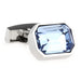 Rectangular Light Blue Stone Cufflinks With Edged Corners Silver Front View
