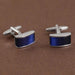 Navy Blue Stone Cufflinks Rectangular Shape Silver Display