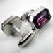 Rectangular Roman Purple Stone Cufflinks With Edged Corners Silver Front and Back