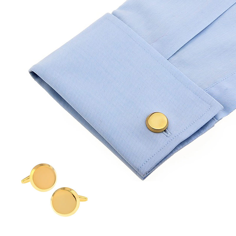 Flat Angled Round Cufflinks Gold On Shirt Sleeve