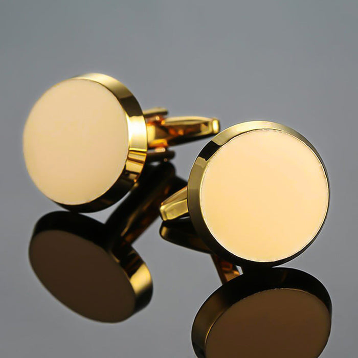 Cufflinks - Round Glossy Flat Angled 18mm (Gold)