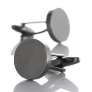 Flat Round Cufflinks Gunmetal Black 18mm Pair