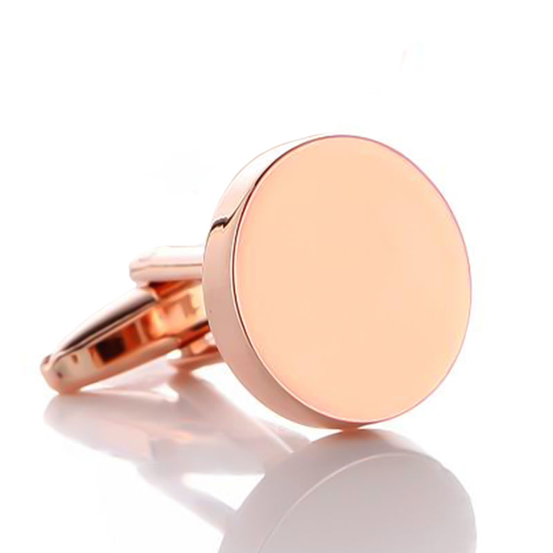 Flat Round Cufflinks Rose Gold Front Image