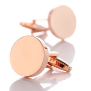 Flat Round Cufflinks Rose Gold Pair