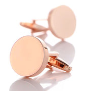 Flat Round Cufflinks Rose Gold 16mm Pair