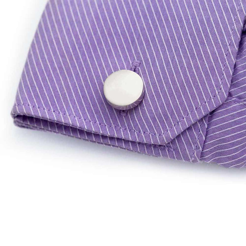 Cufflinks - Round Glossy Flat Surface 18mm (Silver)