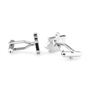 Scales Of Justice Cufflinks Silver & Black Side and Back