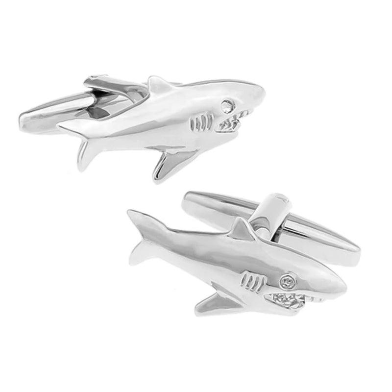 Shark Cufflinks Silver Image Pair