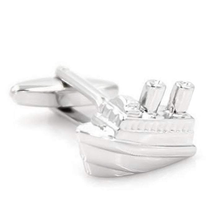 Ship Steamboat Cufflinks Silver Image Front