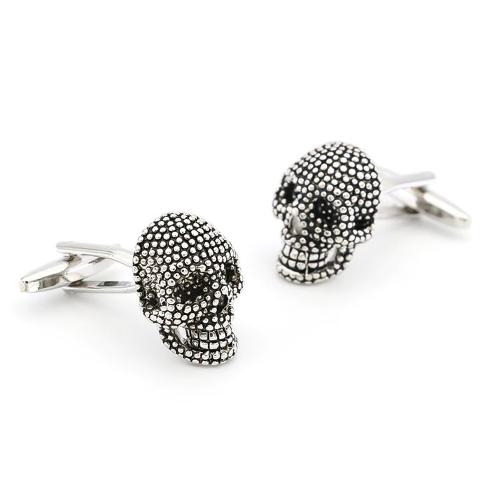 Cufflinks - Tuxedo 8 Piece Stud Set Nail Dot Skull (Silver & Black)