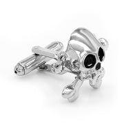 Silver Pirate Skull Cufflinks Front