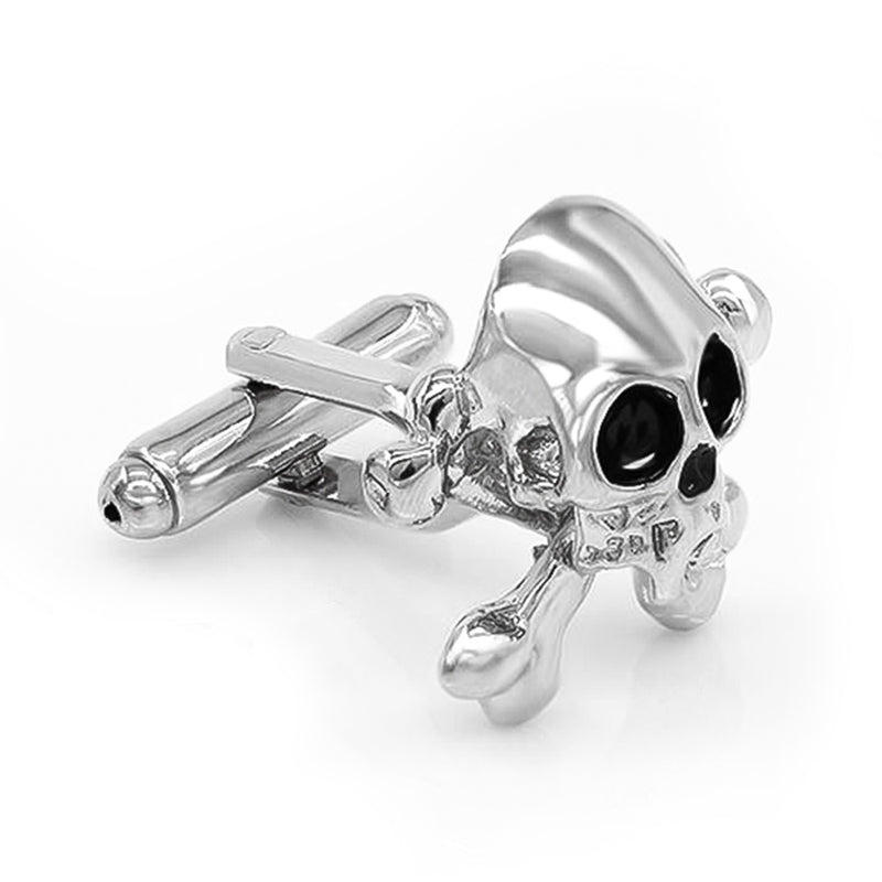 Silver Pirate Skull Cufflinks Front