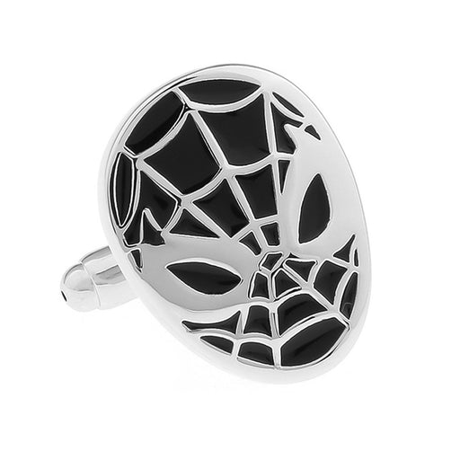 Spider-Man Cufflinks Superhero Silver Black Front