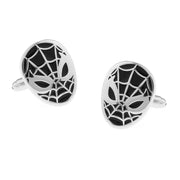 Spider-Man Cufflinks Superhero Silver Black Front Pair