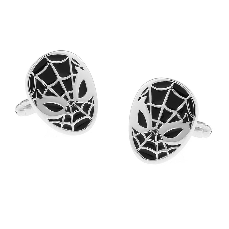 Spider-Man Cufflinks Superhero Silver Black Front Pair