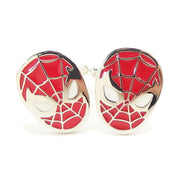 Spider-Man Cufflinks Superhero Silver Red Front Pair