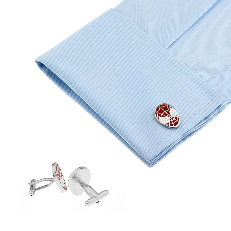 Spider-Man Cufflinks Superhero Silver Red On Shirt Sleeve