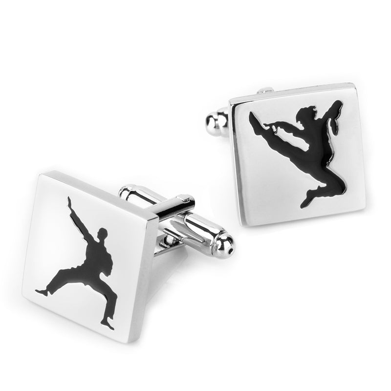 Kung Fu Karate Cufflinks Silver