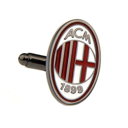 AC Milan Cufflinks Gunmetal Black Football Club Soccer Front