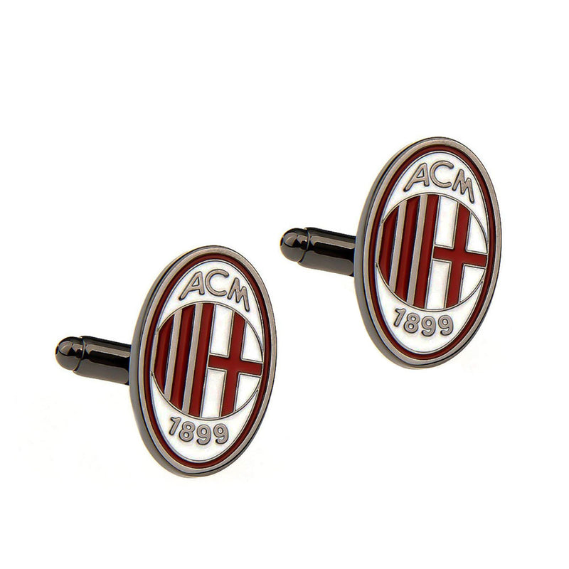 AC Milan Cufflinks Gunmetal Black Football Club Soccer Pair