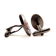 AC Milan Cufflinks Gunmetal Black Football Club Soccer Front and Back