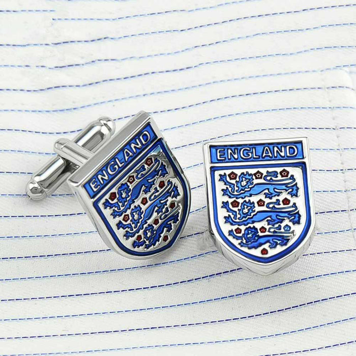 England Football Team Cufflinks Soccer Sport Silver On Shirt Sleeve