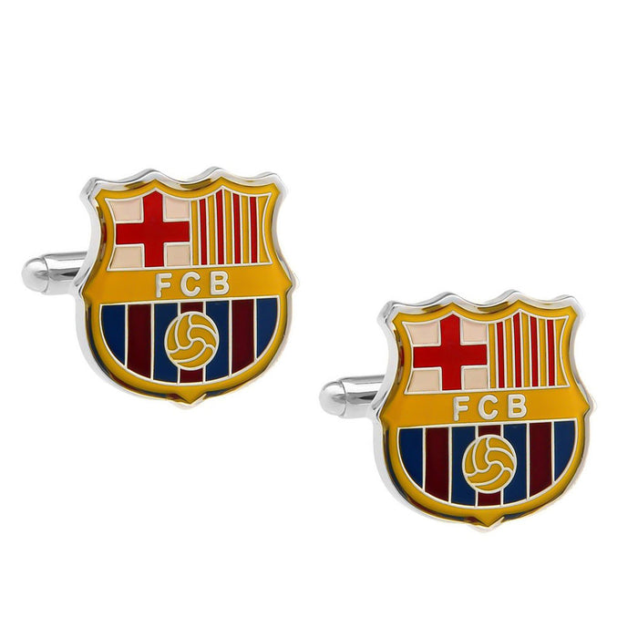 FC Barcelona Cufflinks Football Club Sport Soccer Silver Pair