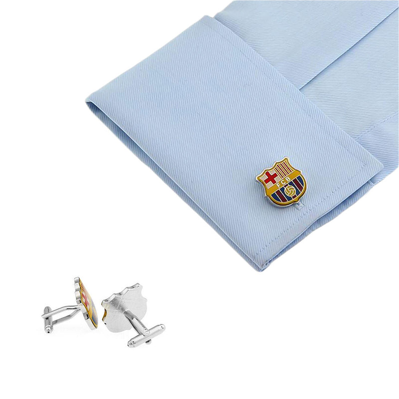 FC Barcelona Cufflinks Football Club Sport Soccer Silver On Shirt Sleeve