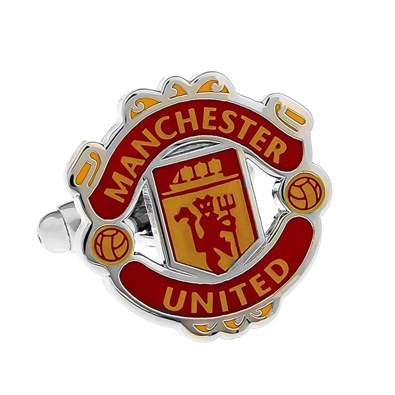 Manchester United Cufflinks Football Club Soccer Silver Image Front