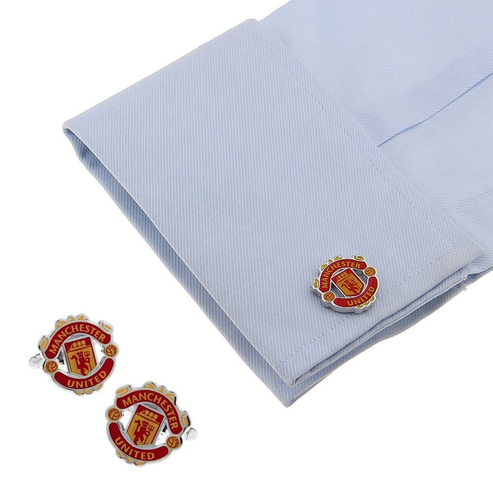 Manchester United Cufflinks Football Club Soccer Silver Image On Shirt Sleeve