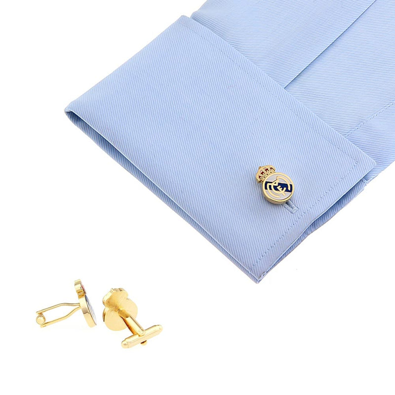 Real Madrid Cufflinks Sport Soccer Gold On Shirt Sleeve