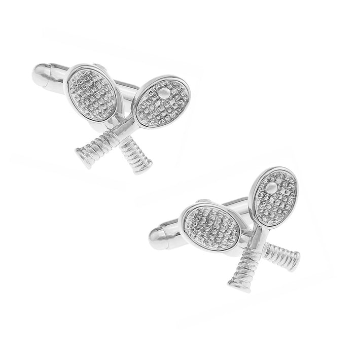 Tennis Rackets Ball Cufflinks Silver Image Pair
