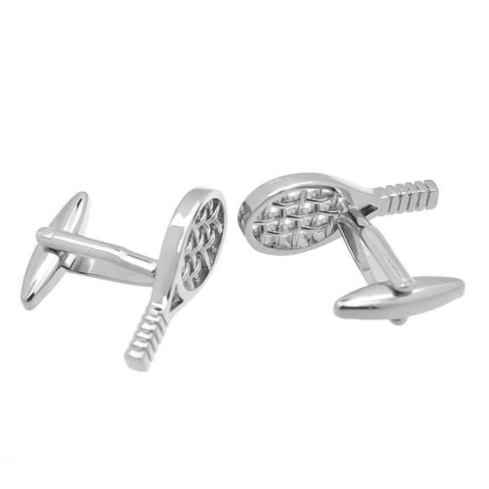Tennis Cufflinks Racket Silver Image Front and Back