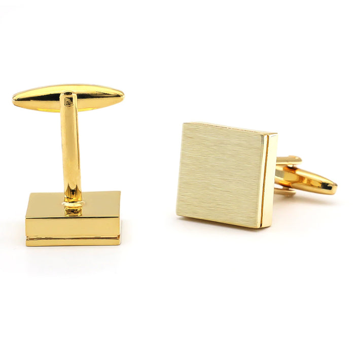 Brushed Gold Square Cufflinks Image Pair Front and Back