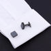 Brushed Gunmetal Black Square Cufflinks Image On Shirt Sleeve