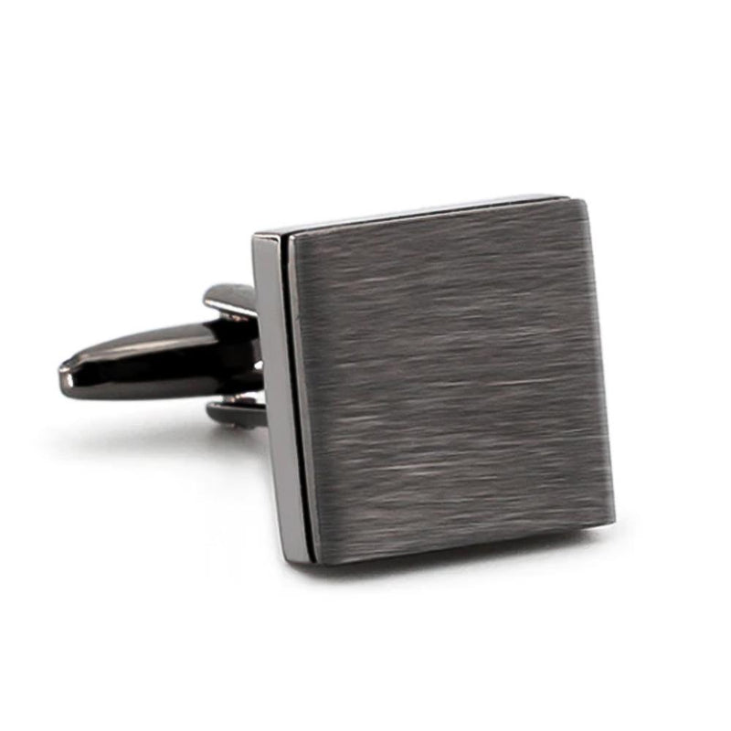Brushed Gunmetal Black Square Cufflinks Image Front