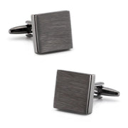 Brushed Gunmetal Black Square Cufflinks Image Pair