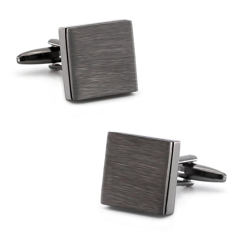 Brushed Gunmetal Black Square Cufflinks Image Pair