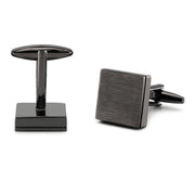 Brushed Gunmetal Black Square Cufflinks Image Pair Front and Bottom