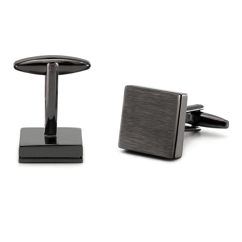 Brushed Gunmetal Black Square Cufflinks Image Pair Front and Bottom