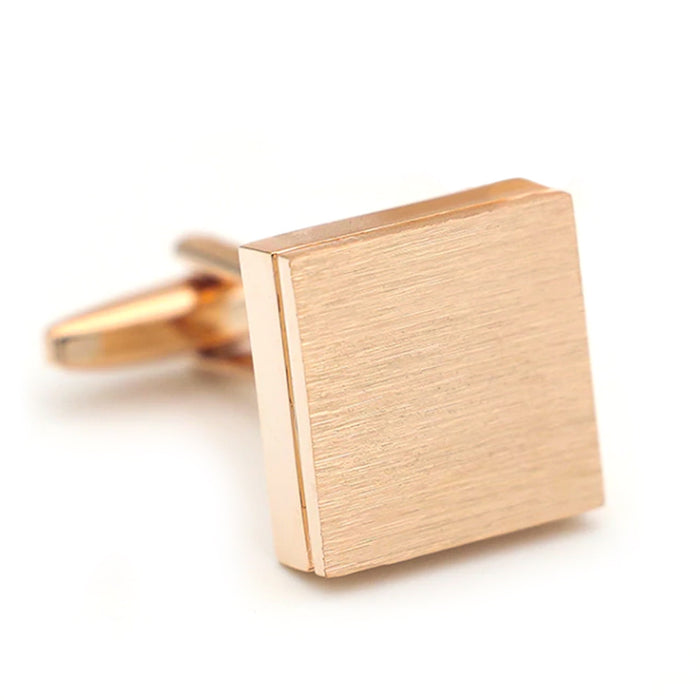 Brushed Rose Gold Square Cufflinks Front View