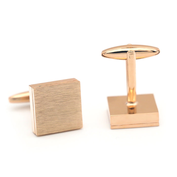Brushed Rose Gold Square Cufflinks Front and Bottom