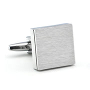 Brushed Silver Square Cufflinks Image Front
